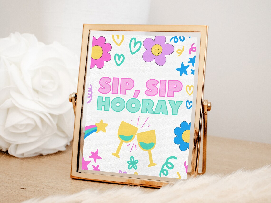 Y2K Bachelorette Party Drink Table Decorations Sip Sip Hooray Etsy