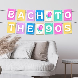 90s Bachelorette Party Banner Printable, Colorful Retro Weekend Decorations, Throwback 90s Theme Party Garland, Bach to the 90s, BRITNEY