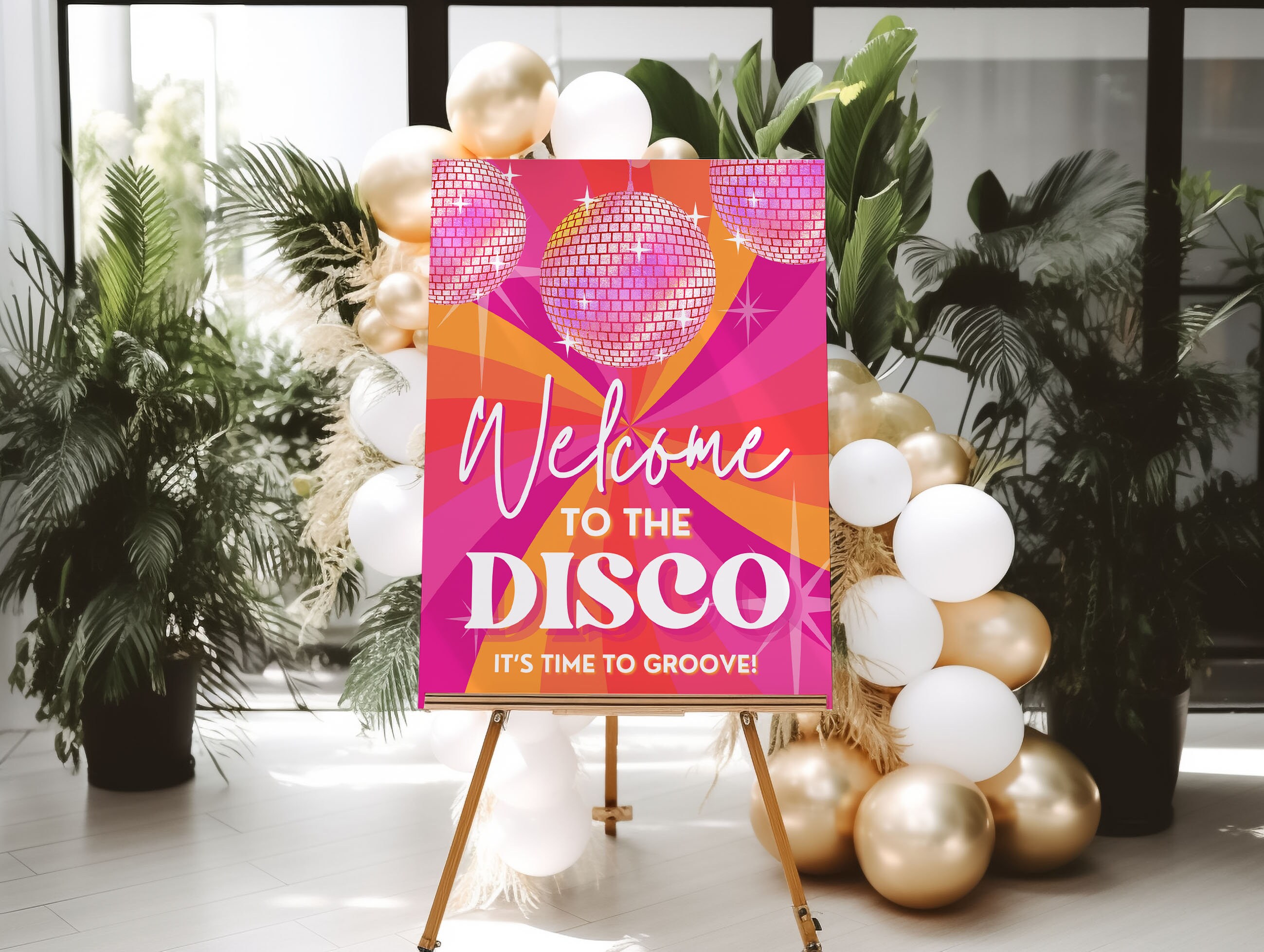 Disco Welcome Sign, 70s Welcome Sign Disco Party Sign, Disco Birthday ...