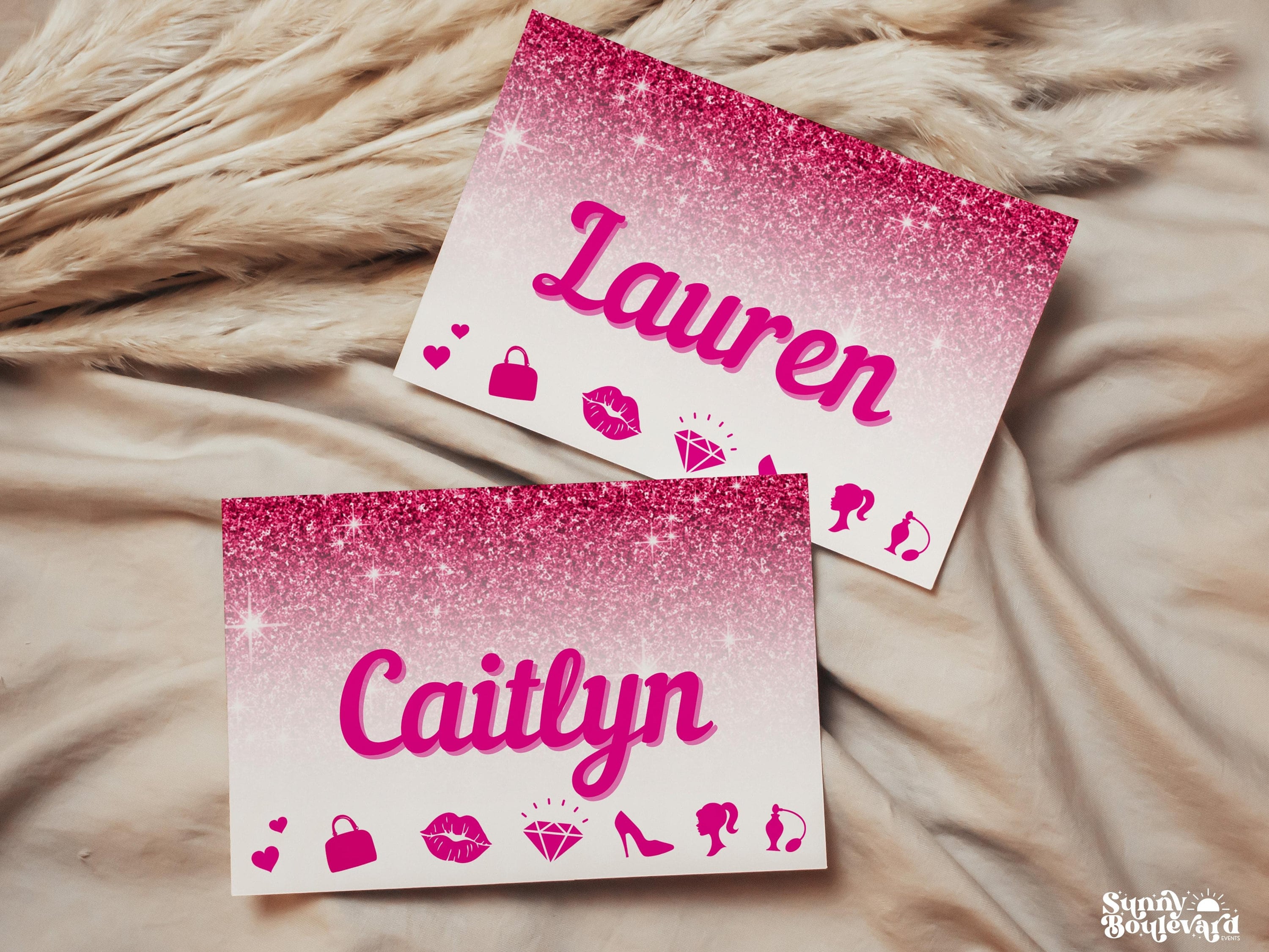 Hot Pink Glitter Bachelorette Name Tag Template for Sparkly - Etsy