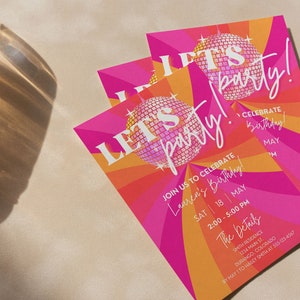 Disco Birthday Party Invitation Template for Retro & Groovy 70s Bday for Girls, Kids or Adults, Hippie Flower Power Peace Out Invite, SARA image 8