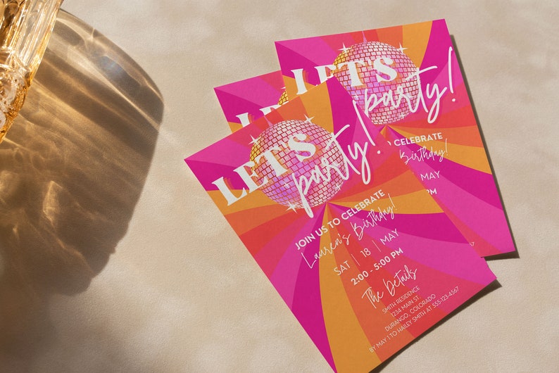 Disco Birthday Party Invitation Template for Retro & Groovy 70s Bday for Girls, Kids or Adults, Hippie Flower Power Peace Out Invite, SARA image 8