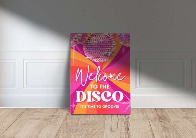 Disco Welcome Sign, 70s Welcome Sign Disco Party Sign, Disco Birthday ...