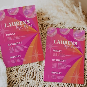 Last Disco Bachelorette Party Itinerary Last Disco Itinerary, Last Disco Invitation Disco Ball Bachelorette Party Disco Hen Party Retro SARA