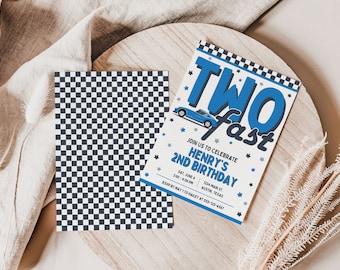 Growing Up Two Fast Birthday Invitation Template for 2 Fast 2 Curious 2nd Birthday Car Theme, Race Car Birthday for 2 Year Old Boy, HENRY