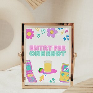 Möhippa, bordsdekorationer för Y2K-fest, entréavgift, skylt för millenniumfest från 2000-talet eller nostalgisk retrofest från 90-talet, BELLA