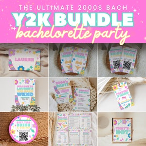 Y2K Bachelorette Party Bundle with Editable Templates for Year 2000s Millennium or Nostalgic Retro 00s or Colorful 90s Bach Hen Party, BELLA