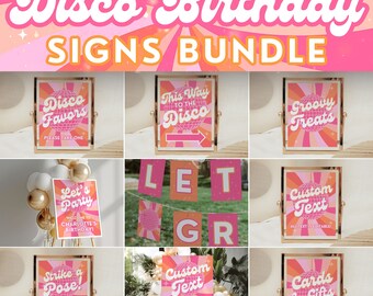 Disco Birthday Party Decorations, Birthday Disco Party Signs, Custom Sign Disco Personalized Sign, Disco Welcome Sign, Disco Ball Party ANNA