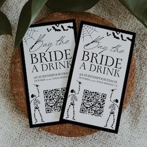 Halloween Bachelorette Party Buy the Bride a Drink Venmo Card, Editable Cash Bride for Spooky Bride or Die, Til Death Do Us Party, RAVEN