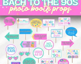 Accesorios de fotomatón de despedida de soltera de los años 90, imágenes retro coloridas, tema de Bach a los años 90, accesorios falsos de la novia del equipo para fotomatón, BRITNEY