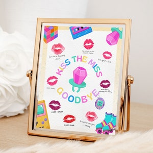 90er Jahre Junggesellinnenabschied Kiss the Miss Goodbye Printable, Brautjungfer Geschenk Dekorationen, Bach 90er Jahre Thema Dekor, 1990er Jahre Retro Party, BRITNEY