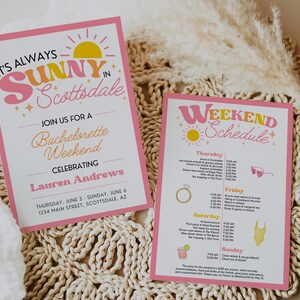 Scottsdale Before the Veil Bachelorette Party Invitation with Itinerary Template for Retro Sunshine Desert & Cactus Arizona Theme, EDEN