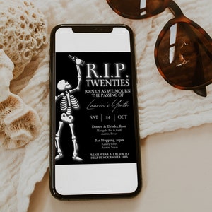 RIP to my Twenties 30th Birthday Party Invitation Template for Spooky Halloween Bday, Death to my 20s Invite, Skull Gothic Theme, RAVEN image 5