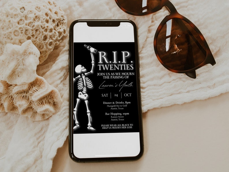 RIP to my Twenties 30th Birthday Party Invitation Template for Spooky Halloween Bday, Death to my 20s Invite, Skull Gothic Theme, RAVEN image 5