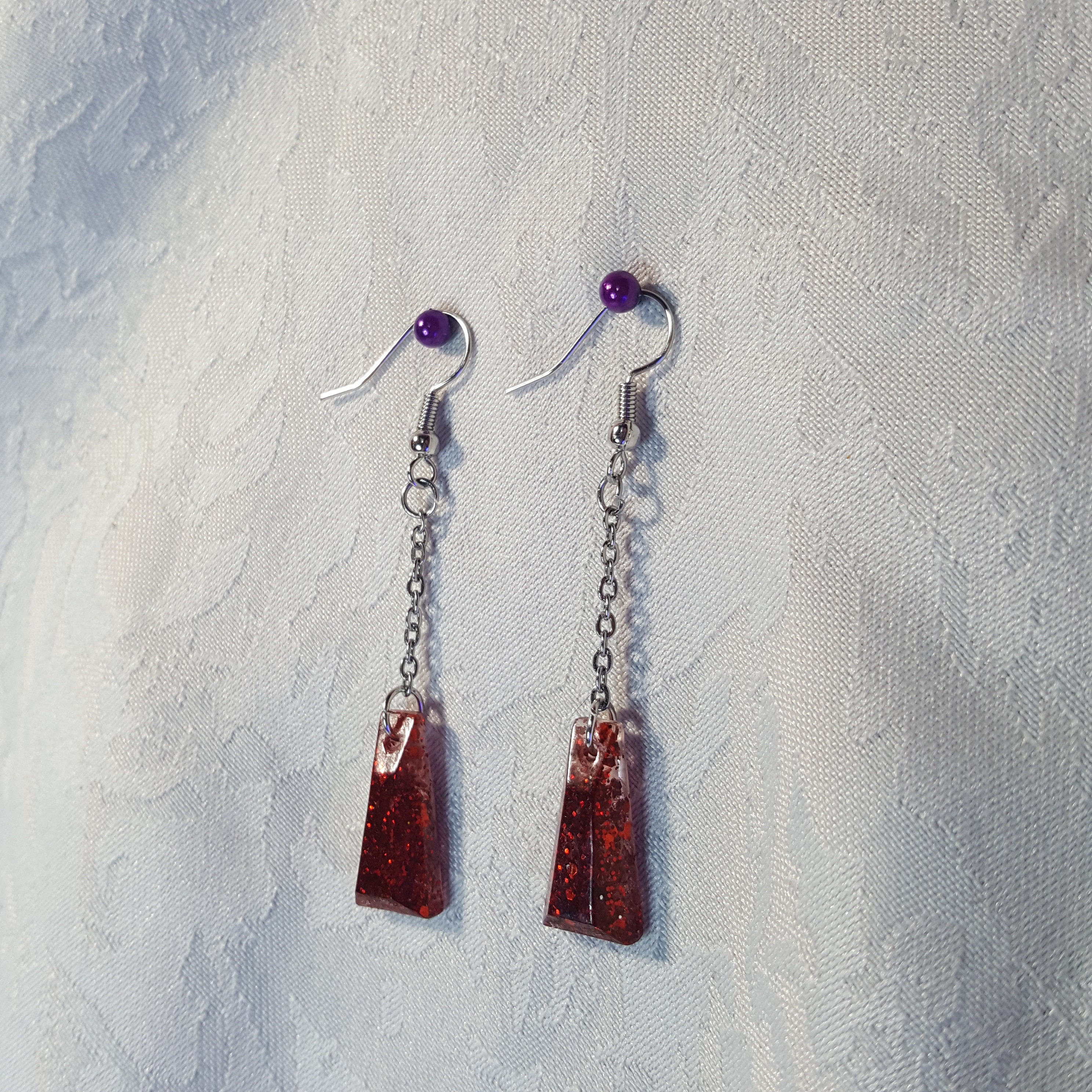UV resin earrings during red sequin facets Etsy