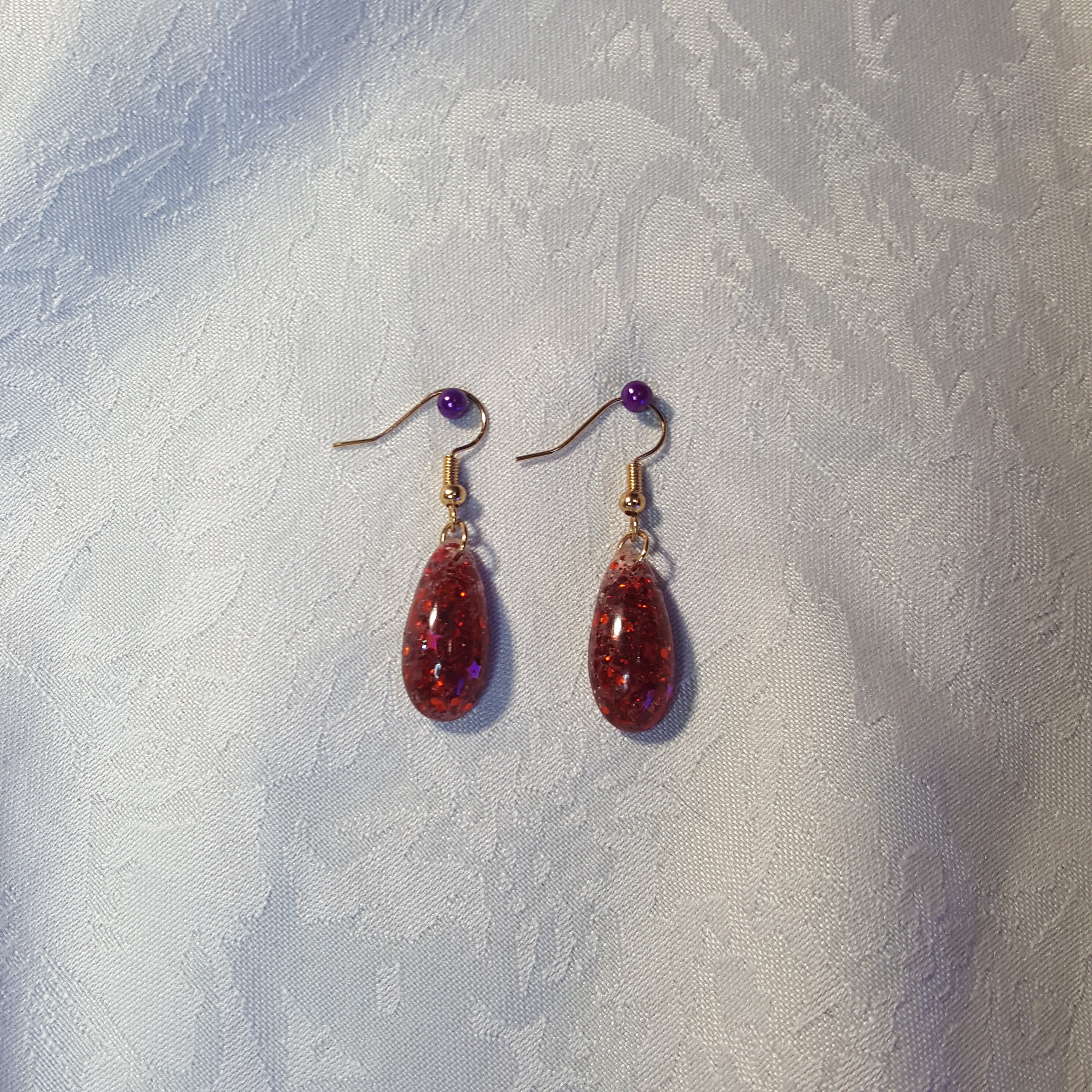 Earrings in UV resin red sequin drops Etsy