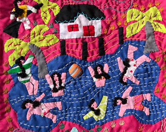 Young women  swimming in a Colombian Lake ( Colombian original art )