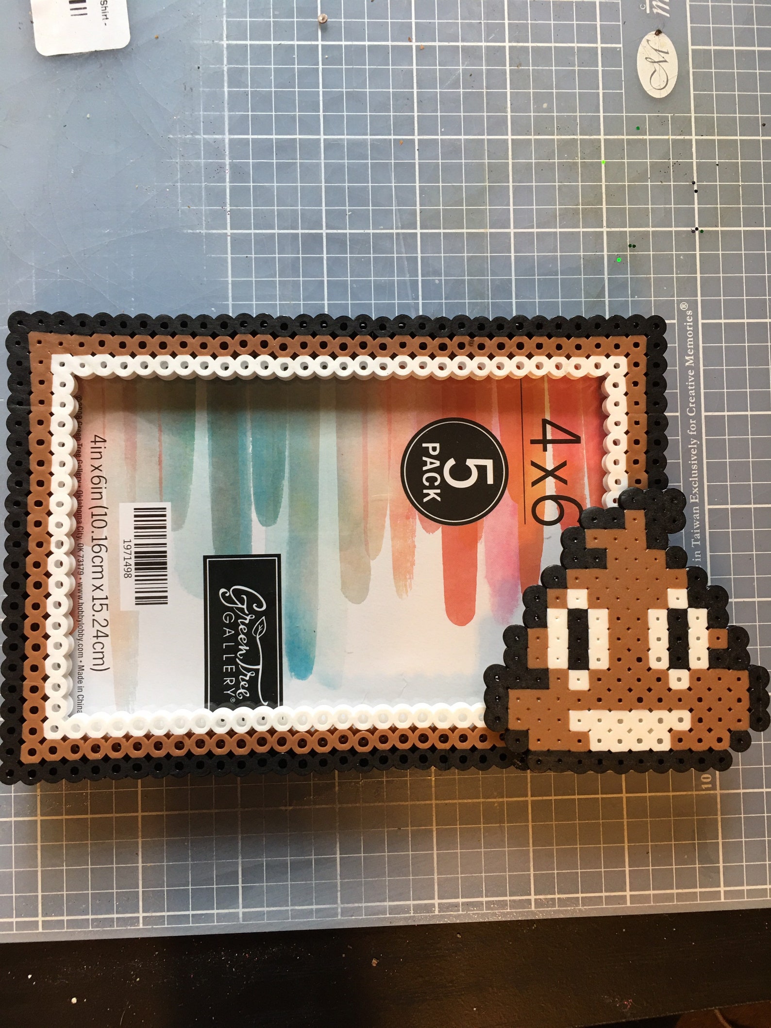 4x6 Photo Frame poop Emoji Perler Beads Etsy Canada