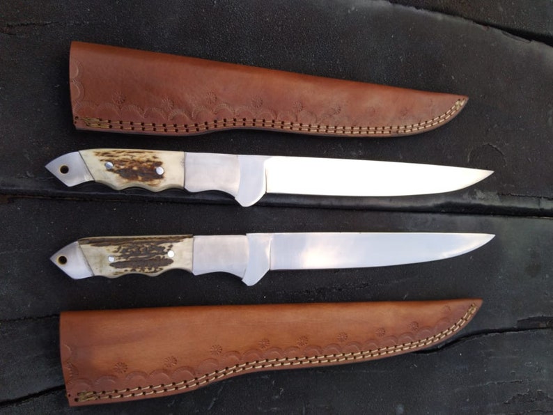 Fillet Knife, 14 D2 Steel Fillet Knife, Deer Stag Hanlde