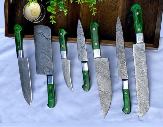 Chef Knife Set, Handmade Damascus Steel Knives, Beautiful Gift for