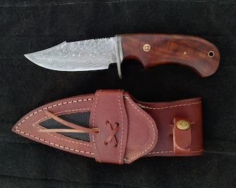 Beautiful handmade damascus steel skinning knife, custom hunting knife, pure damascus steel, Christmas gift, gift for him.