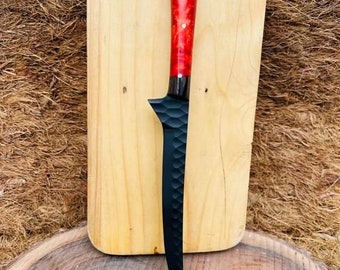 Handmade 440c Steel Fillet Knife, Resin Wangi Wood Handle