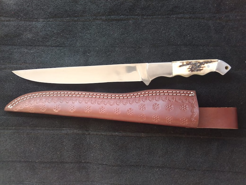 Fillet Knife, 14 D2 Steel Fillet Knife, Deer Stag Hanlde