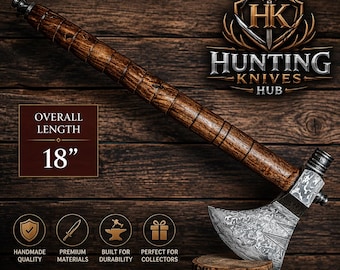 Tomahawk Axe, Damascus Steel (B-172) Beautiful bushcraft Axe, Damascus steel blade, Rose wood handle, Gift for him, Father & Boss Smoke Axe
