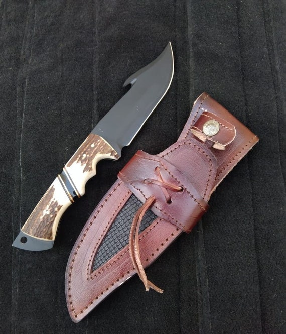 Custom Handmade Gut Hook Hunting Knife, Available D2 Steel and