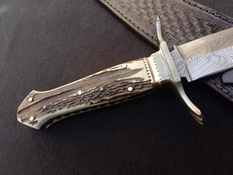 Handmade Dagger Knife, Stag Handled Dagger, Damscus Steel Knife, Custom