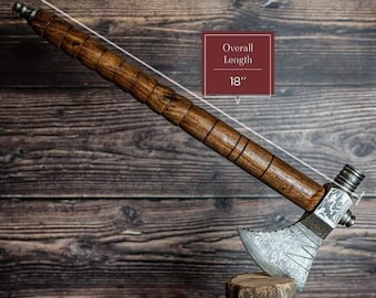 Tomahawk Axe, Damascus Steel (B-172) Beautiful bushcraft Axe, Damascus steel blade, Rose wood handle, Gift for him, Father & Boss Smoke Axe