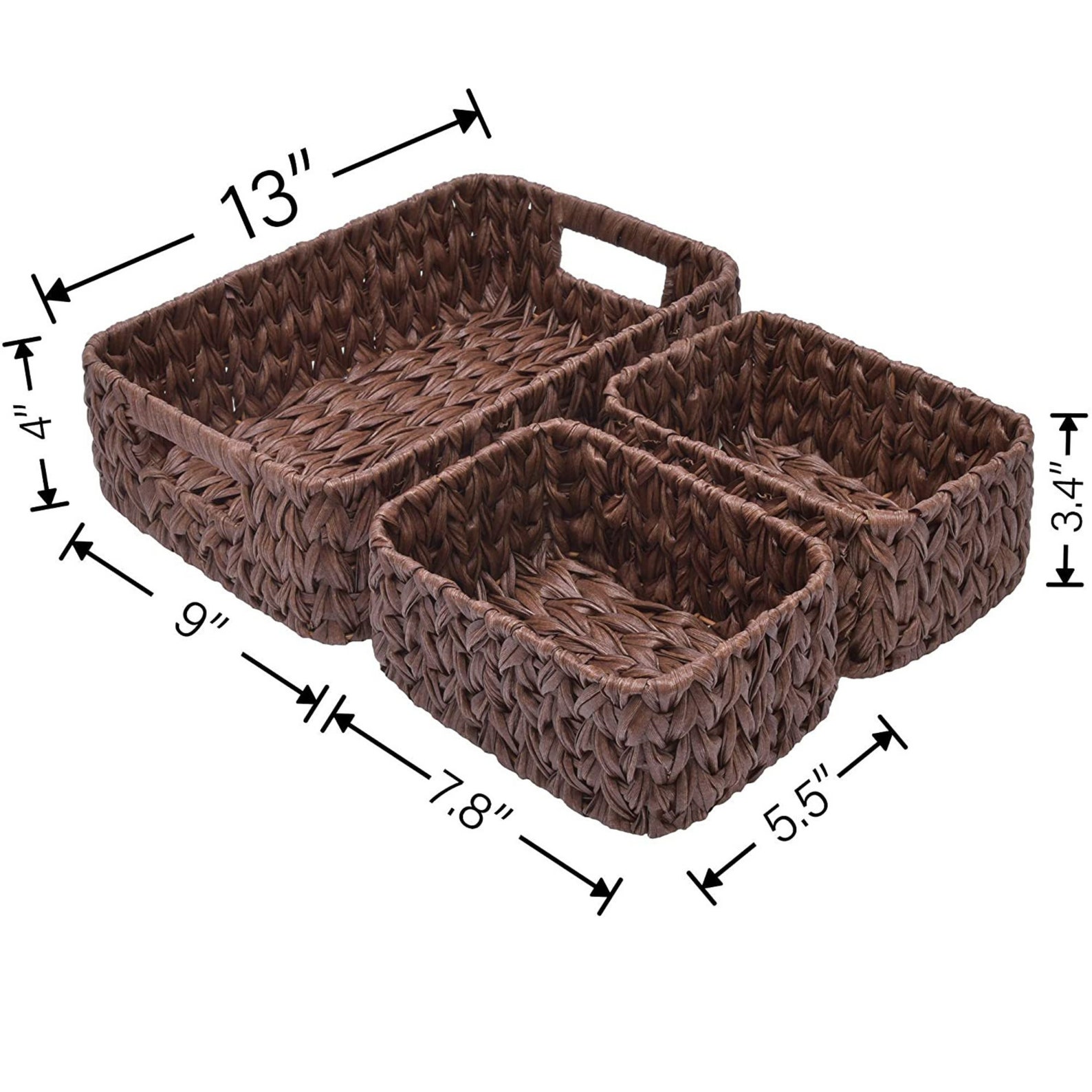 Woven Rectangle Seagrass Basket Tray Set of 3 Handwoven Etsy