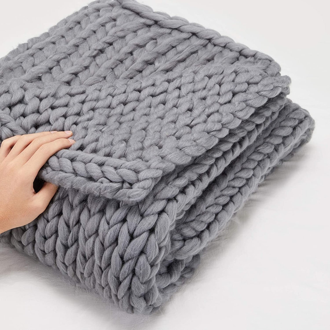 Chunky Knit Blanket Dark Gray 50x60 Inches A Beautiful Giant Etsy
