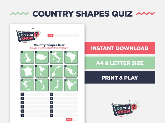 Country Shapes Quiz Pub Quiz Picture Round Guess the Country Trivia Quiz  Picture Quiz Geography Quiz -  Australia