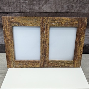Brown Travertine Double Photo Frame, Stone Artwork Holder, Picture Display