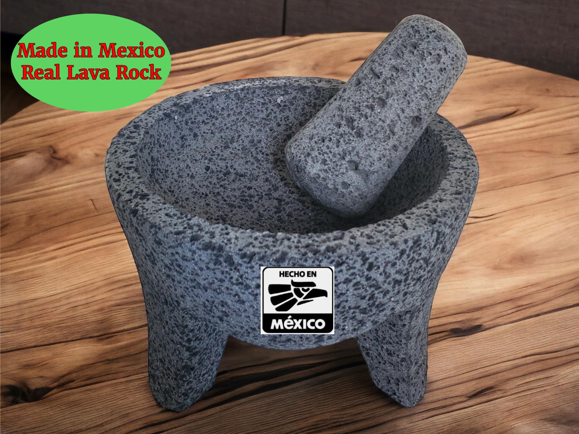 9" Original Molcajete 100% Lava Volcanic Stone Mortar and Pestle Set