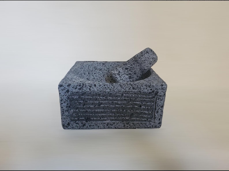 Original Mexican Molcajete Mortar and Pestle Sets are ready for shipping!

Bring an authentic flavor to your table. Perfect for salsas, guacamole, meats, barbecues, seafood, appetizer, etc. Black/dark grey lava rock (Each molcajete will vary slightly in size and color), safely shipped to your home. Each bowl is handmade by talented artisans from Mexico using traditional, original techniques. 100% volcanic stone mortar and pestle set