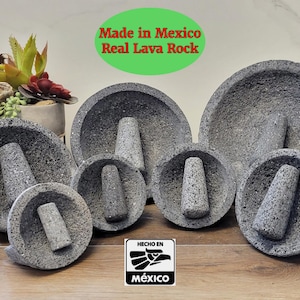 Authentic Molcajete 100% Lava Volcanic Stone, Mortar and Pestle, Small, Medium, Large, XL