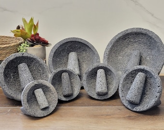 Authentic Molcajete Bowl & Pestle Set - Volcanic Lava Stone