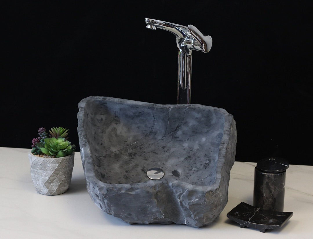 Black Onyx Natural Stone Vessel Sink Bathroom Vanity-Top hand Etsy 日本