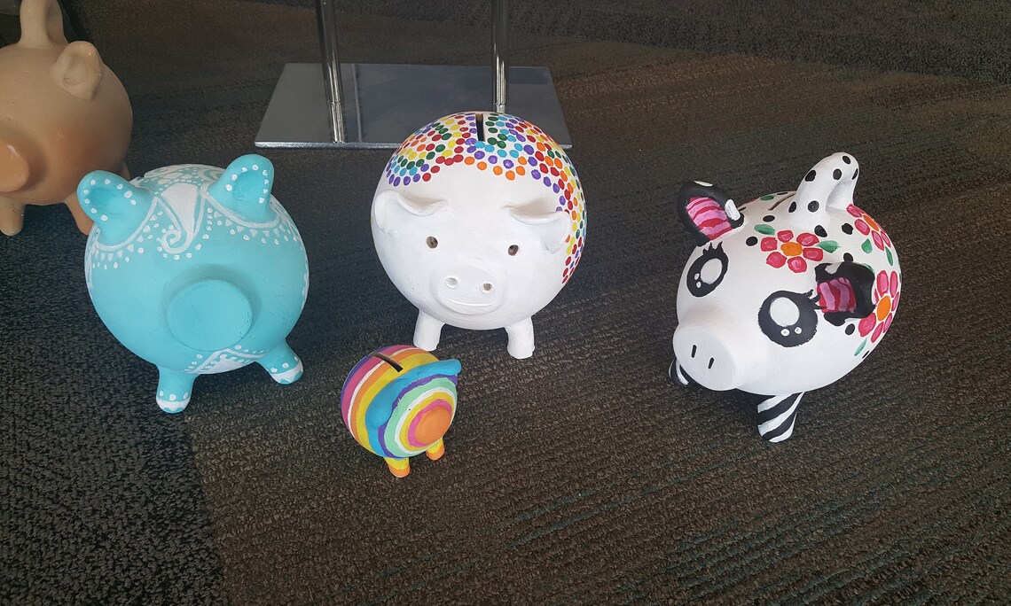 Paintable Piggy Bank Art Set DIY Paint a Pig Traditional Etsy