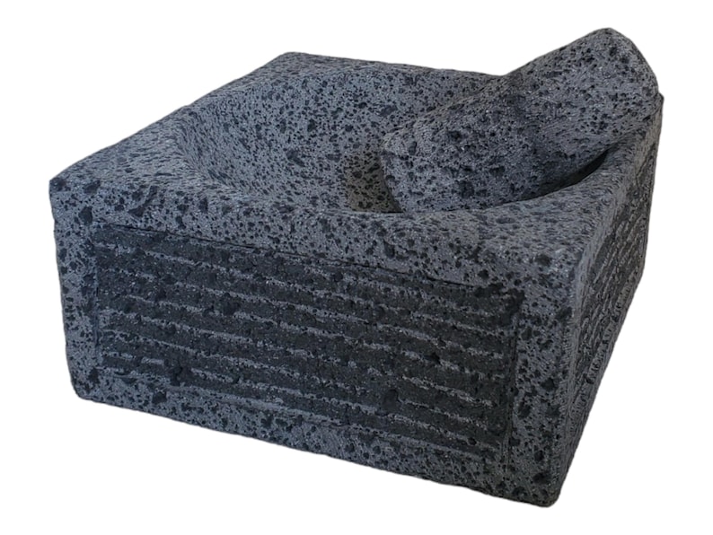 Original Mexican Molcajete Mortar and Pestle Sets are ready for shipping!

Bring an authentic flavor to your table. Perfect for salsas, guacamole, meats, barbecues, seafood, appetizer, etc. Black/dark grey lava rock (Each molcajete will vary slightly in size and color), safely shipped to your home. Each bowl is handmade by talented artisans from Mexico using traditional, original techniques. 100% volcanic stone mortar and pestle set