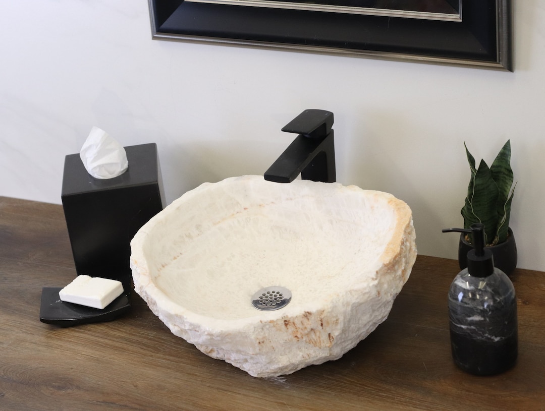 White Onyx Stone Bathroom Vessel Sink, Marble & Onyx Hand Basin, Above