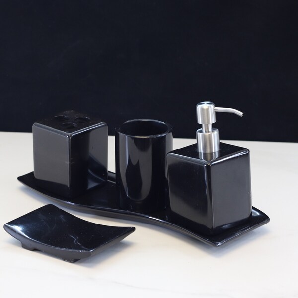 Black Bathroom Accessories Etsy