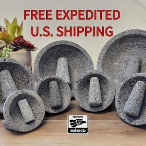 Authentic Molcajete 100% Lava Volcanic Stone, Mortar and Pestle, Small, Medium, Large, XL