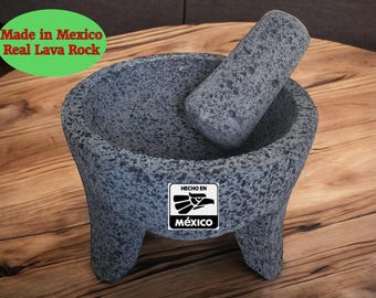 7&quot; Original Molcajete 100% Lava Volcanic Stone Mortar and Pestle Set