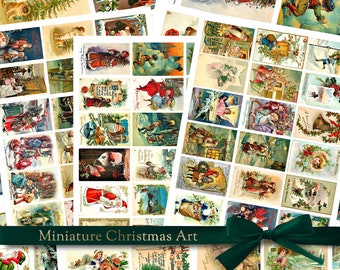 Miniature Victorian Christmas Card Images • Authentic Antique Ephemera • Instant Digital Download Collage Sheets • Junk Journal • BONUS GIFT