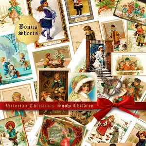Vintage Victorian Christmas Children In The Snow •  Digital Download Collage Sheet • Antique Scrap Ephemera • Junk Journals • Plus FREE GIFT