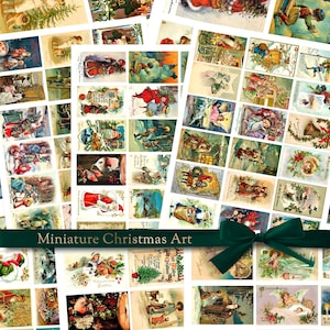 Viktorianische Miniatur-Weihnachtskarte Bilder • Authentische antike Ephemera • Sofortiger digitaler Download Collage Sheets • Junk Journal • BONUSGESCHENK