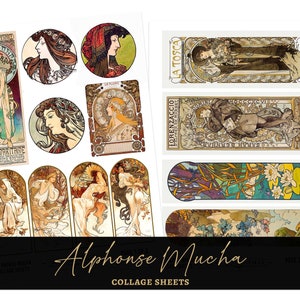 Alphonse Mucha Art Nouveau Collage Sheets • Antique Printable • Junk Journals • Decoupage • Instant Digital Download • Commercial Use